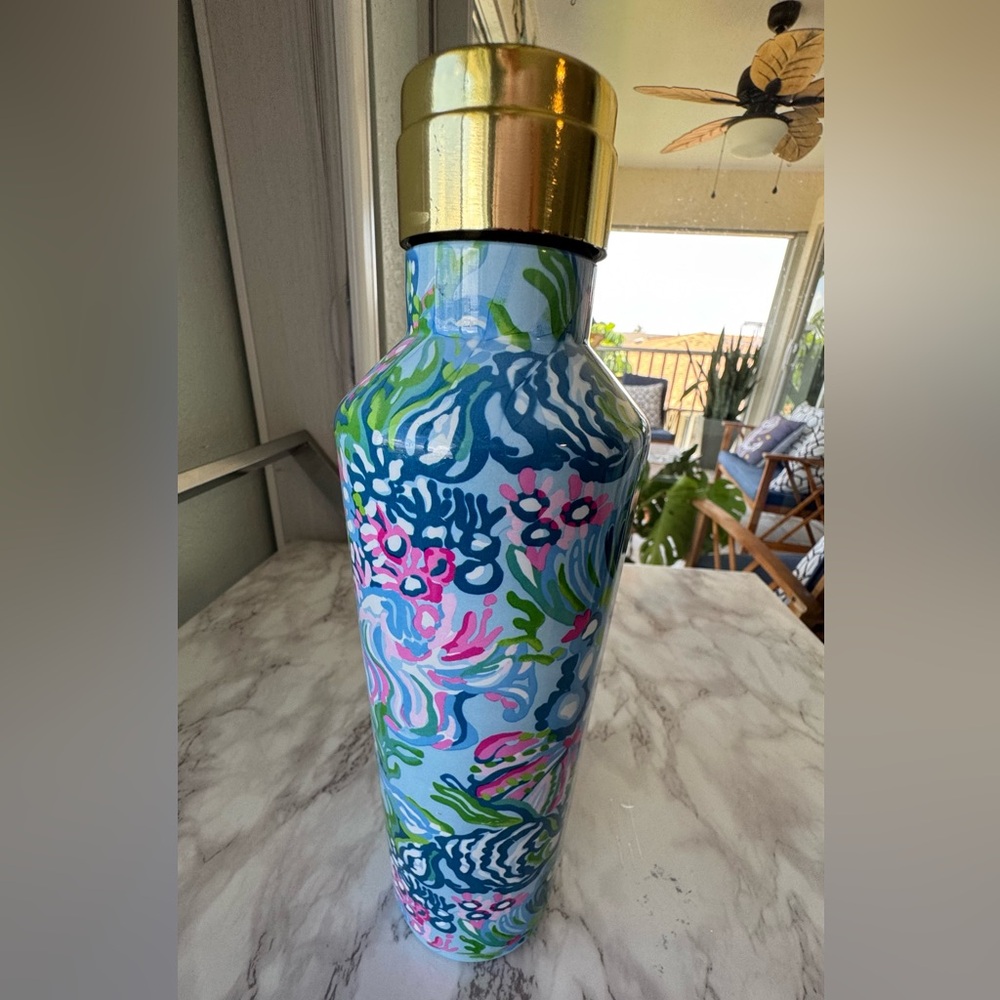 Lilly Pulitzer Aqua La Vista Stainless Steel Canteen 25 oz Water Bottle
